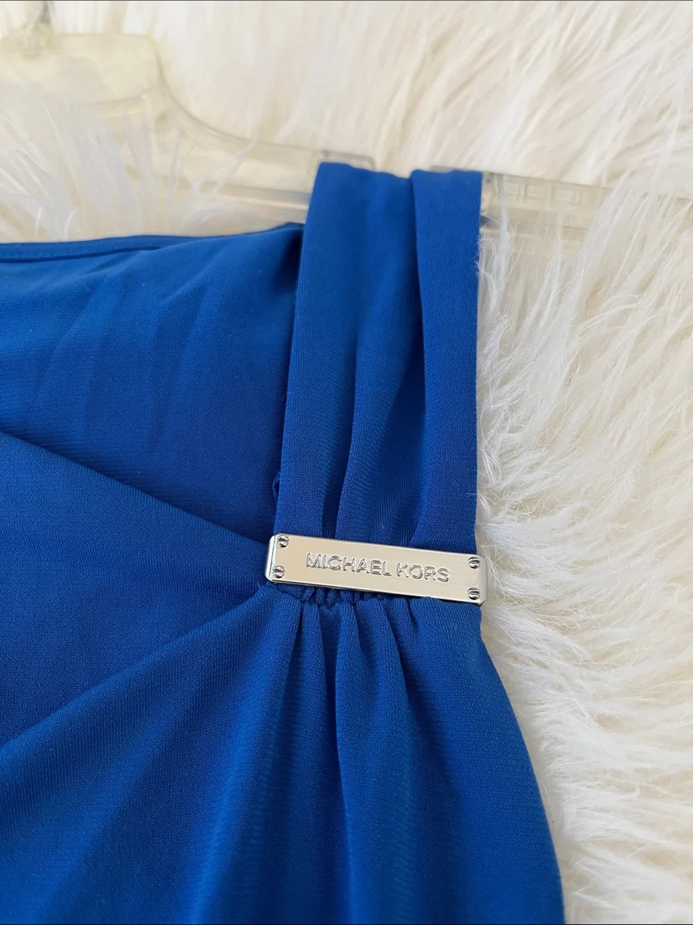Michael Kors Women's Blue Sleeveless Drape Neck Top